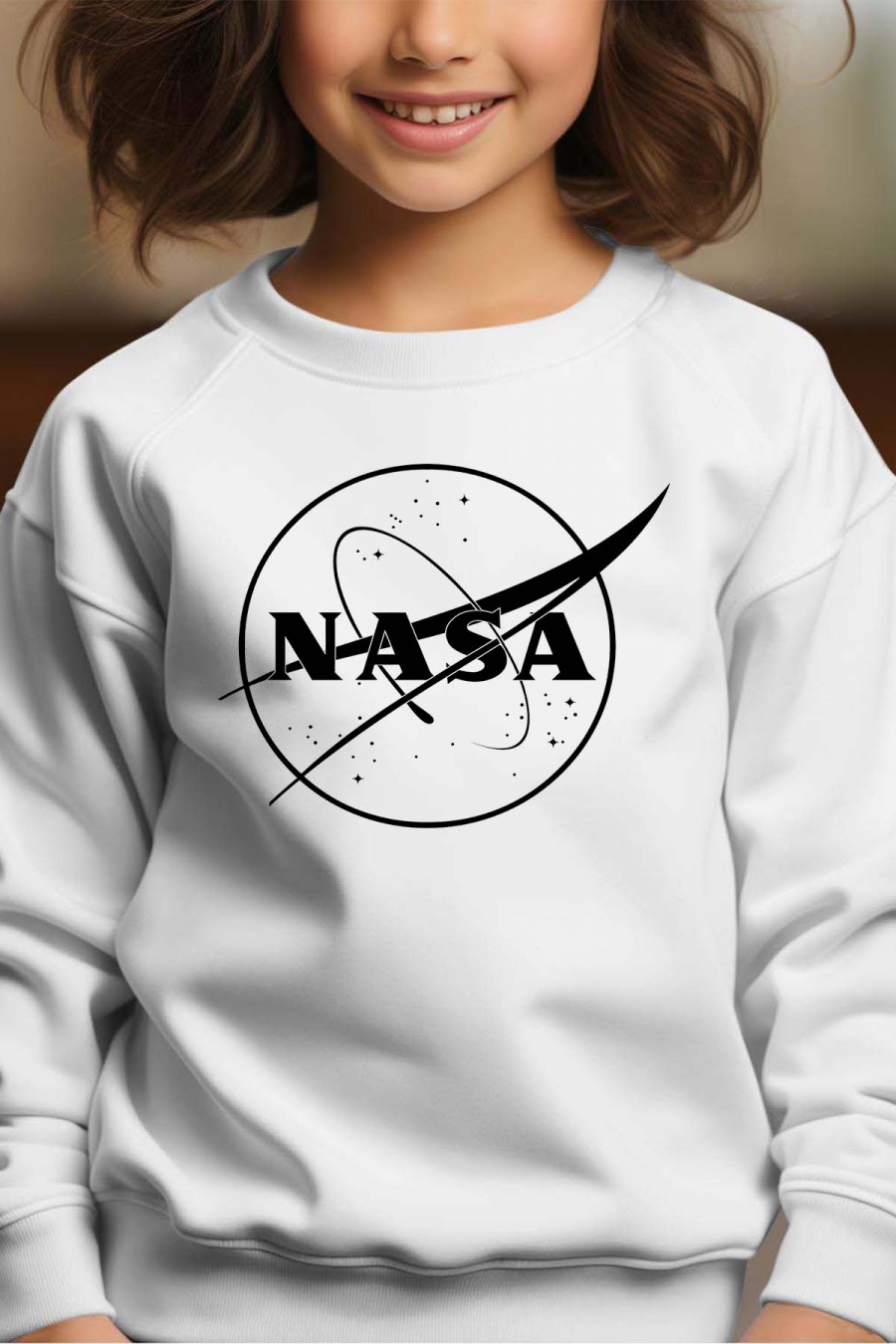 Camisetas Niño y bébé  White Impression A La Demande I.A.L.D N&B NASA - SWEAT COL ROND FILLE #c Efashion Paris