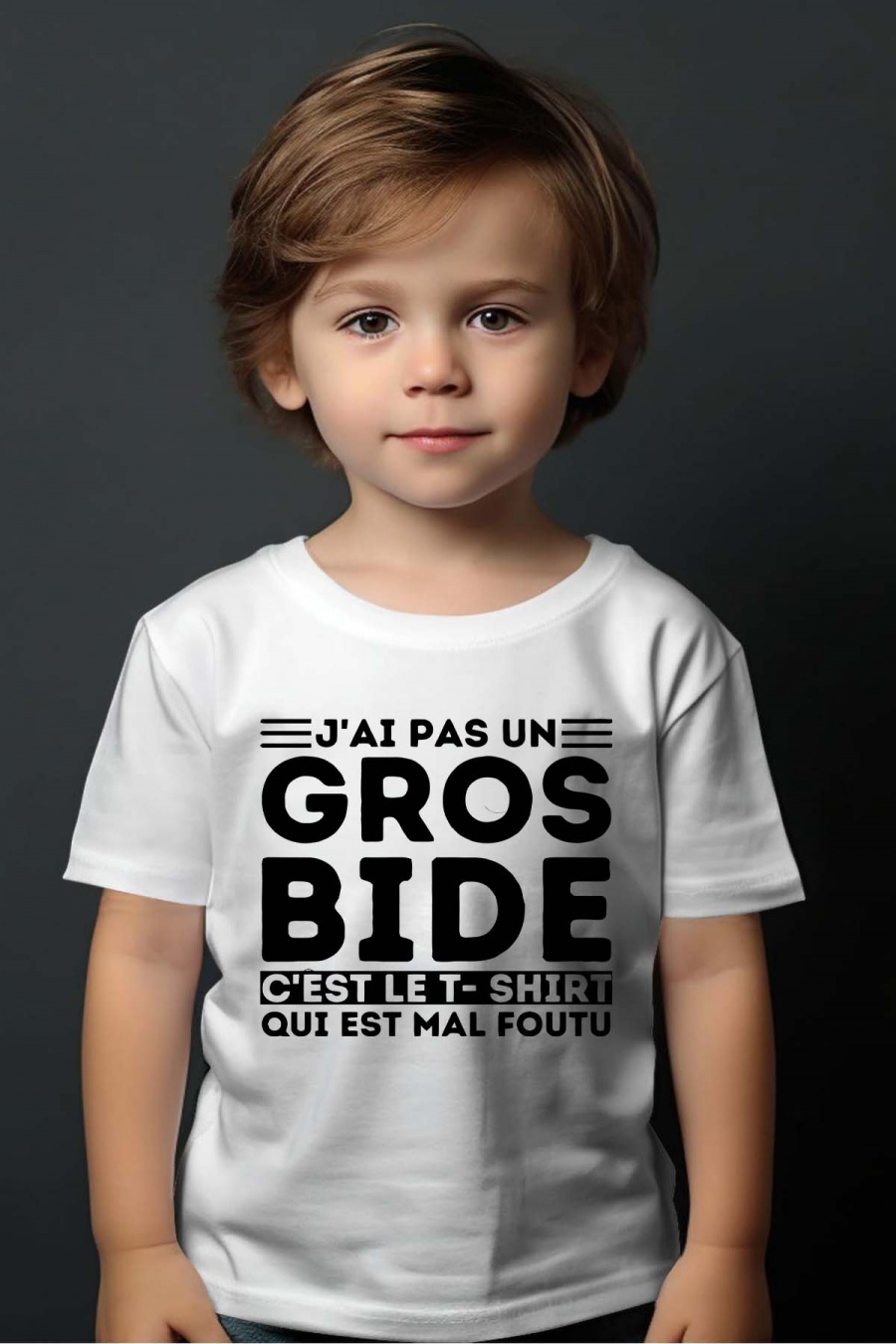 Hauts Enfant & Bébé  Blanc Impression A La Demande I.A.L.D GROS BIDE - TSHIRT GARÇON #c Efashion Paris