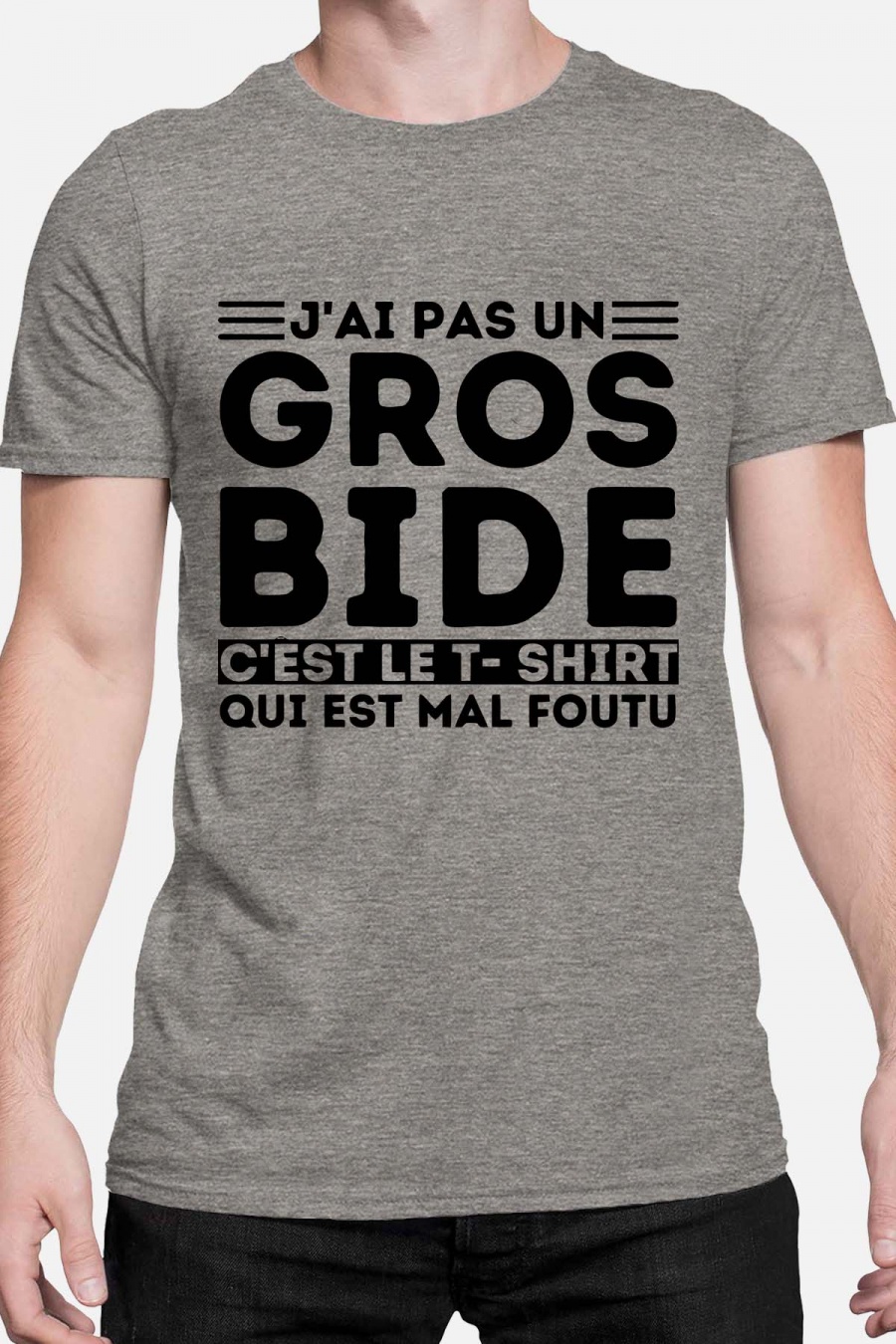 T-shirts Homme Gris Impression A La Demande I.A.L.D GROS BIDE - TSHIRT HOMME #c Efashion Paris