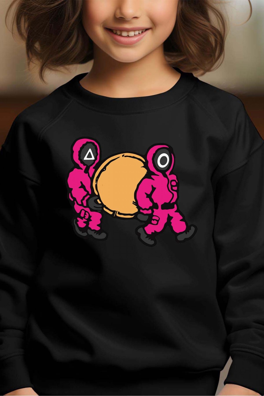 Top Bambini Black Impression A La Demande I.A.L.D GAME SQUID - SWEAT COL ROND FILLE #c Efashion Paris