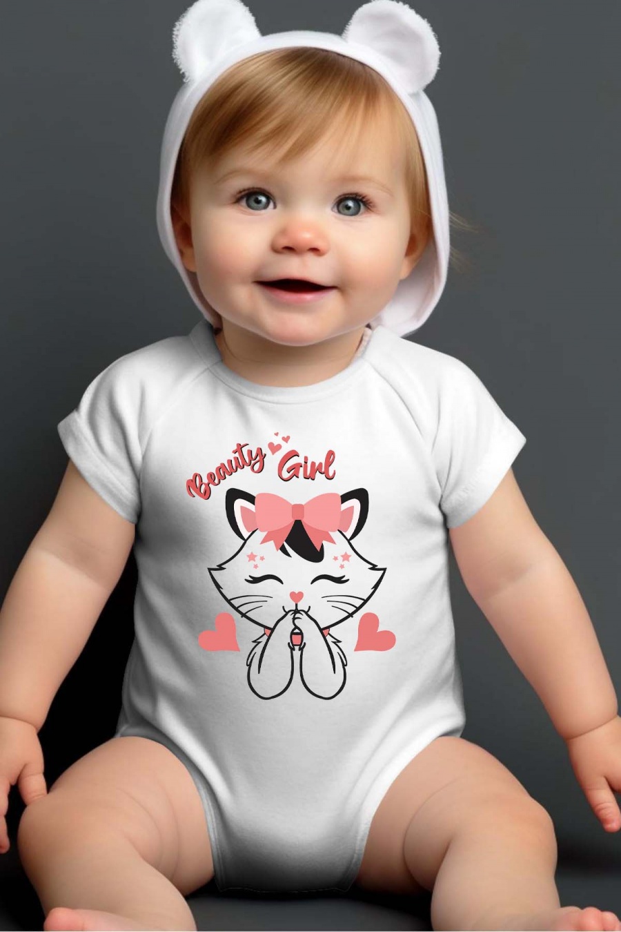 Ensembles & Bodies Enfant & Bébé  Blanc Impression A La Demande I.A.L.D BEAUTY GIRL CAT - BODY BÉBÉ #c Efashion Paris