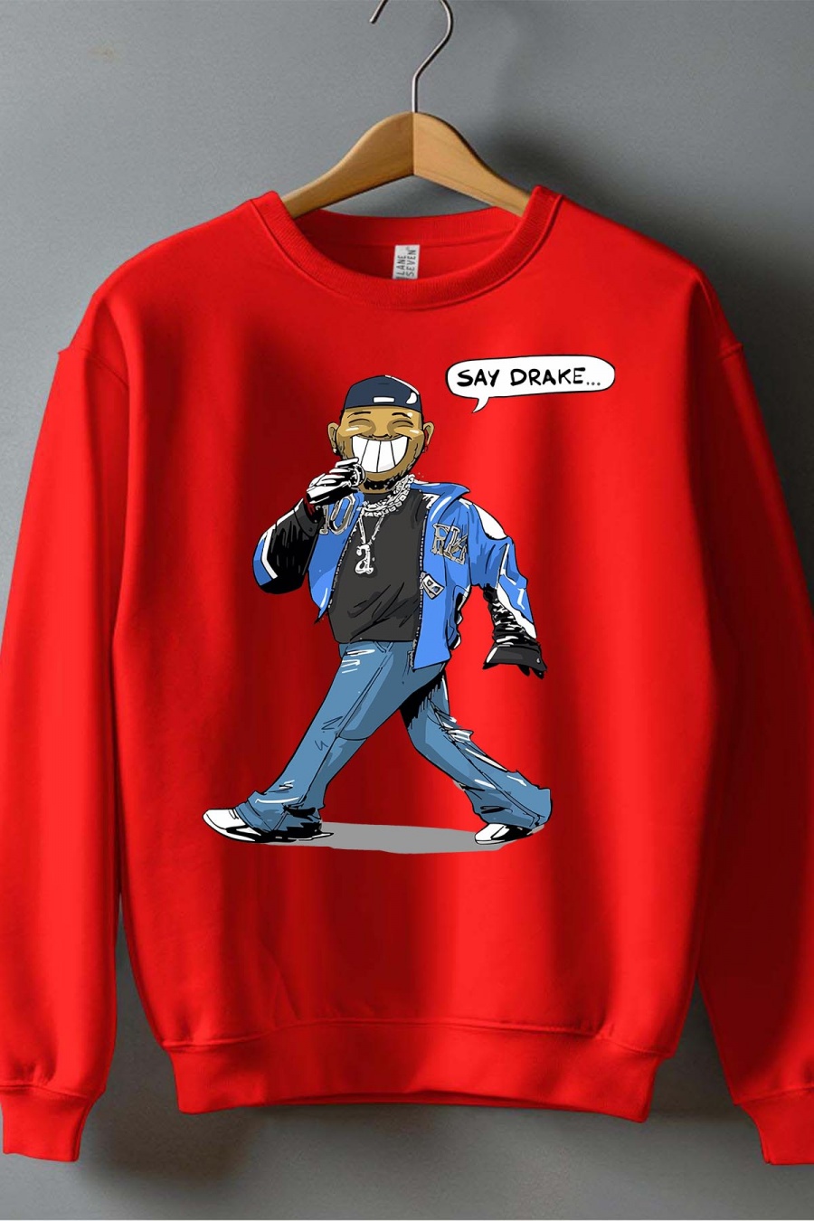 Pulls Homme Rouge Impression A La Demande I.A.L.D SAY DRAKE - SWEAT COL ROND HOMME #c Efashion Paris