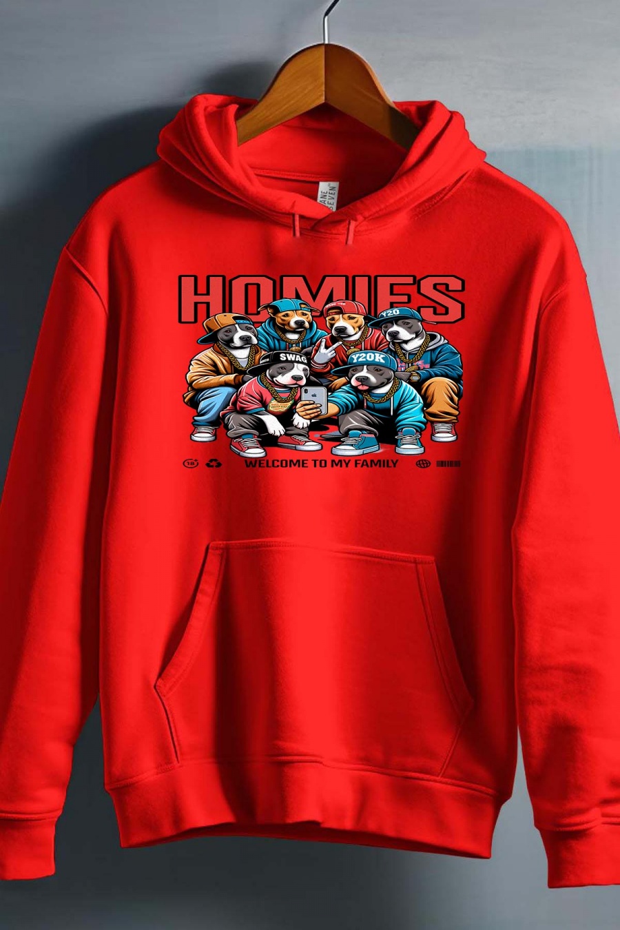 Pulls Homme Rouge Impression A La Demande I.A.L.D HOMIES DOGS - SWEAT CAPUCHE HOMME #c Efashion Paris