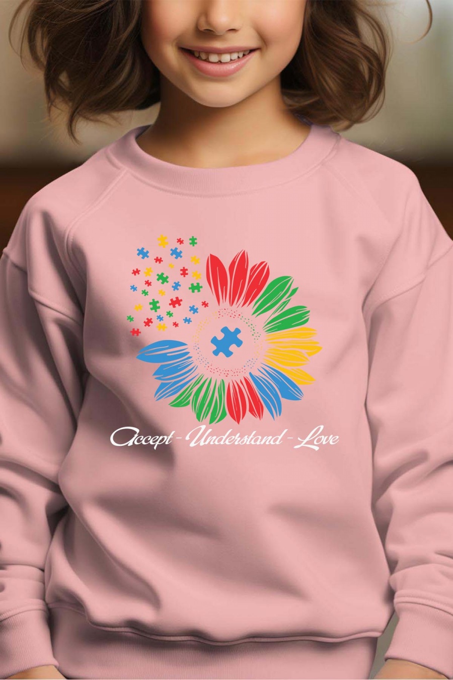 Camisetas Niño y bébé  Pink Impression A La Demande I.A.L.D FLOWER UNDERSTAND - SWEAT COL ROND FILLE #c Efashion Paris