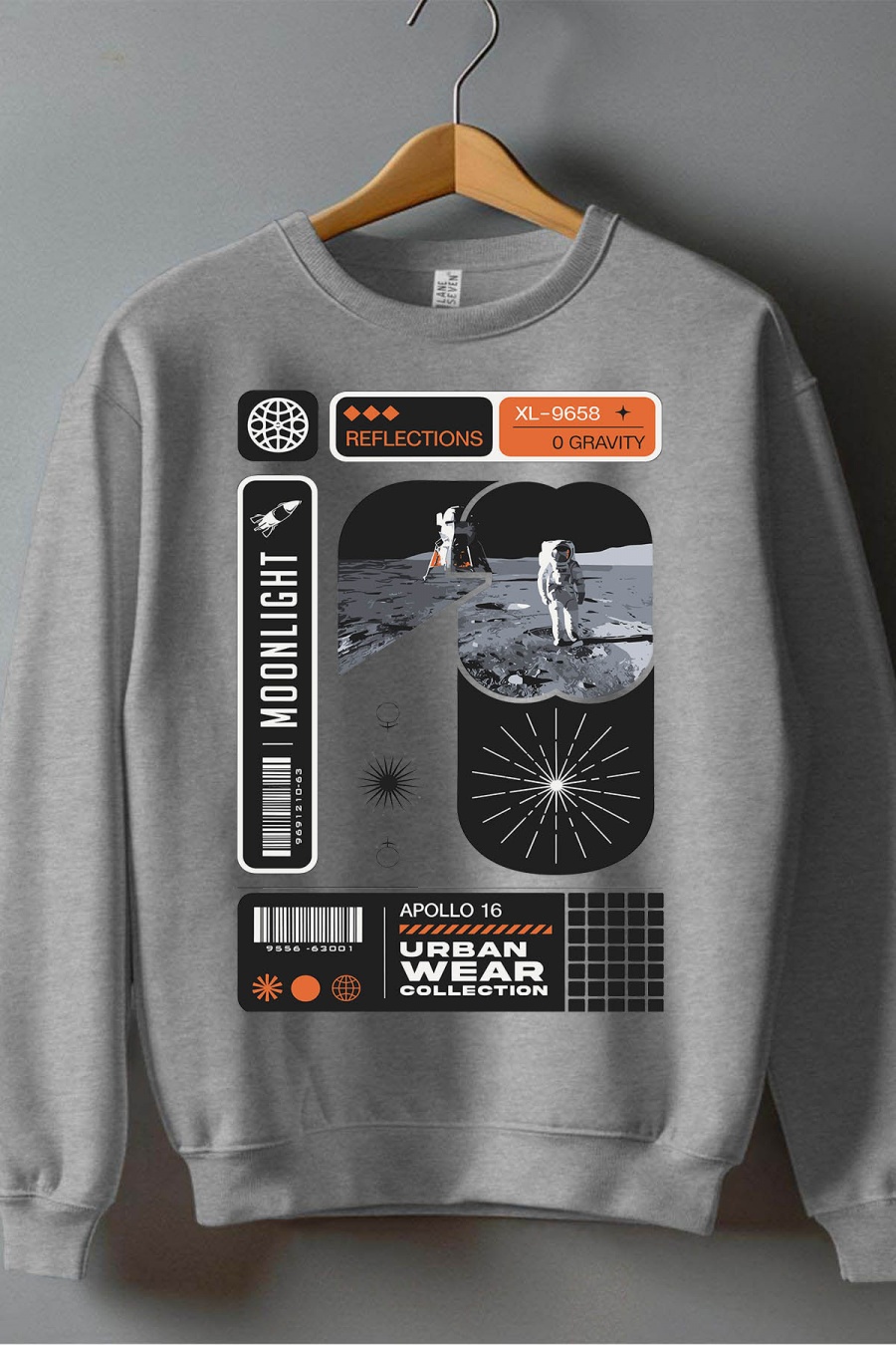 Pulls Homme Gris Impression A La Demande I.A.L.D MOONLIGHT - SWEAT COL ROND HOMME #c Efashion Paris