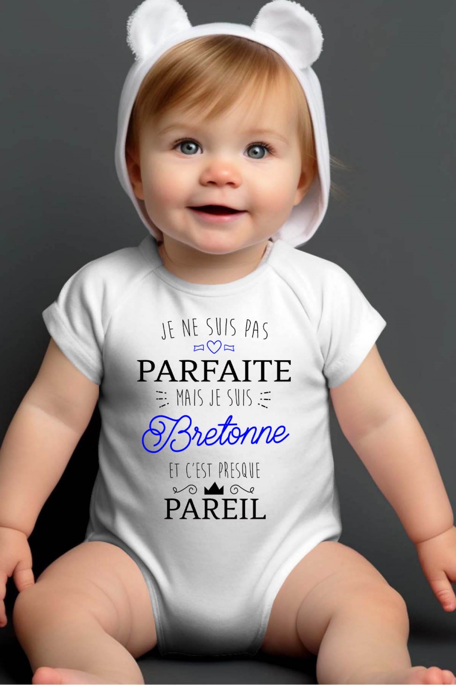 Ensembles & Bodies Enfant & Bébé  Blanc Impression A La Demande I.A.L.D PAS PARFAITE BRETONNE - BODY BÉBÉ #c Efashion Paris