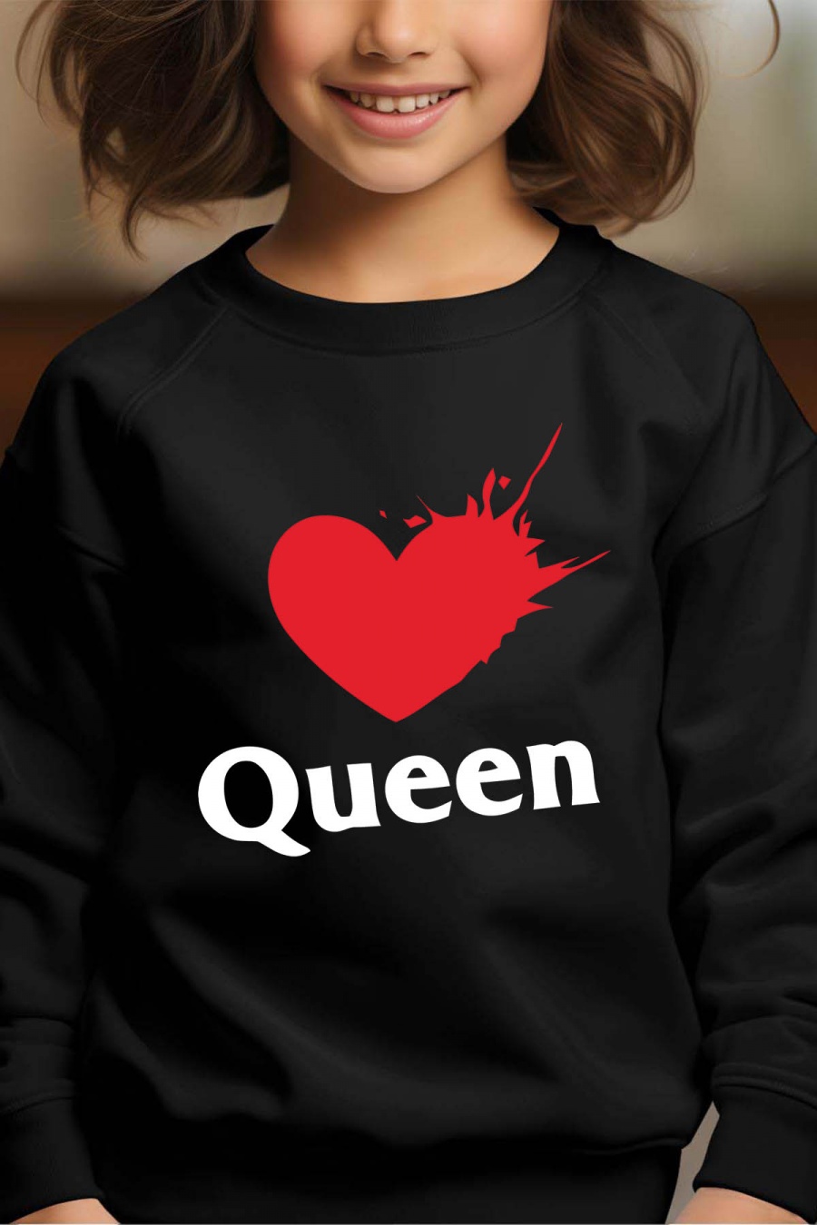 Top Bambini Black Impression A La Demande I.A.L.D RED QUEEN - SWEAT COL ROND FILLE #c Efashion Paris