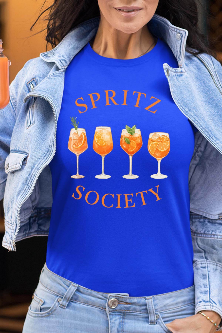 T-shirts Femme Bleu roi Impression A La Demande I.A.L.D SPRITZ SOCIETY - TSHIRT FEMME #c Efashion Paris