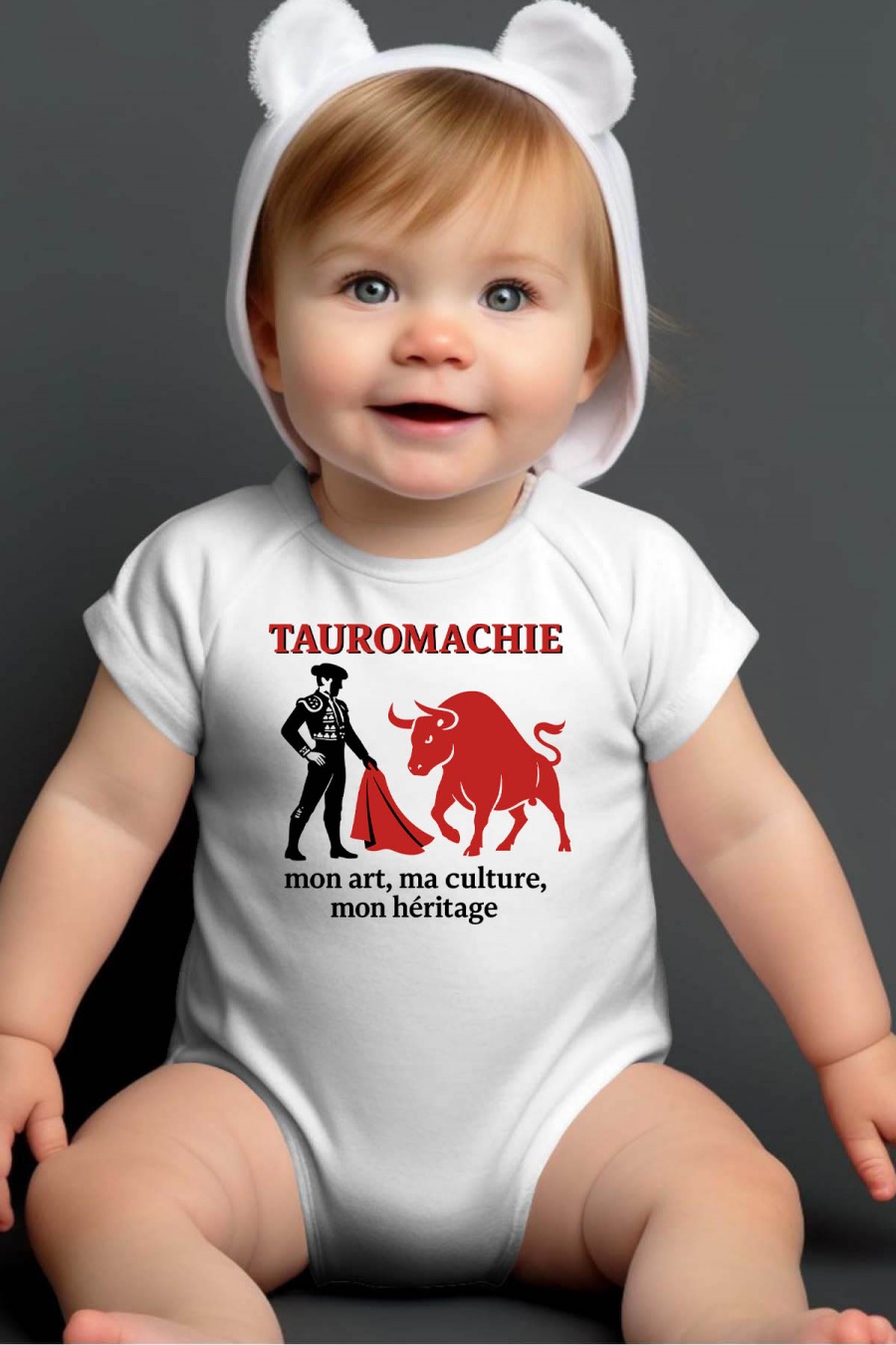 Ensembles & Bodies Enfant & Bébé  Blanc Impression A La Demande I.A.L.D TAUROMACHIE - BODY BÉBÉ #c Efashion Paris