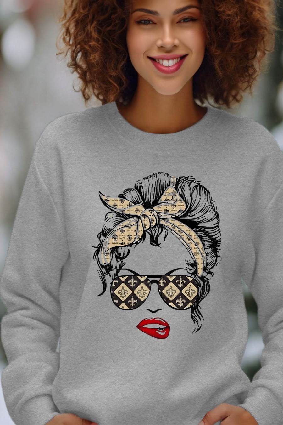 Sweats Femme Gris Impression A La Demande I.A.L.D ELEGANT HEAD - SWEAT COL ROND FEMME #c Efashion Paris
