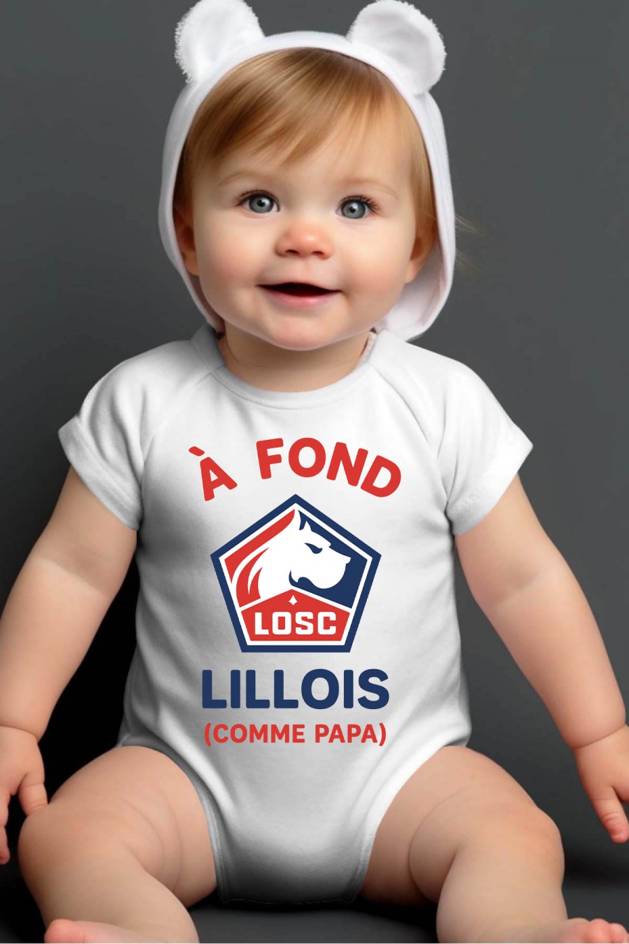 Ensembles & Bodies Enfant & Bébé  Blanc Impression A La Demande I.A.L.D FOND LOSC PAPA - BODY BÉBÉ #c Efashion Paris