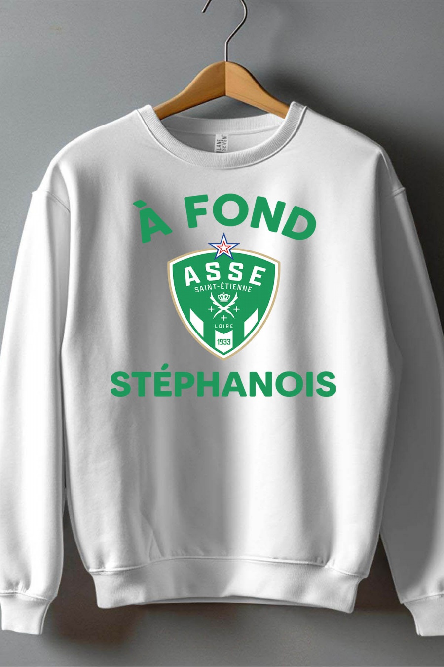 Pulls Homme Blanc Impression A La Demande I.A.L.D FOND ST ETIENNE - SWEAT COL ROND HOMME #c Efashion Paris