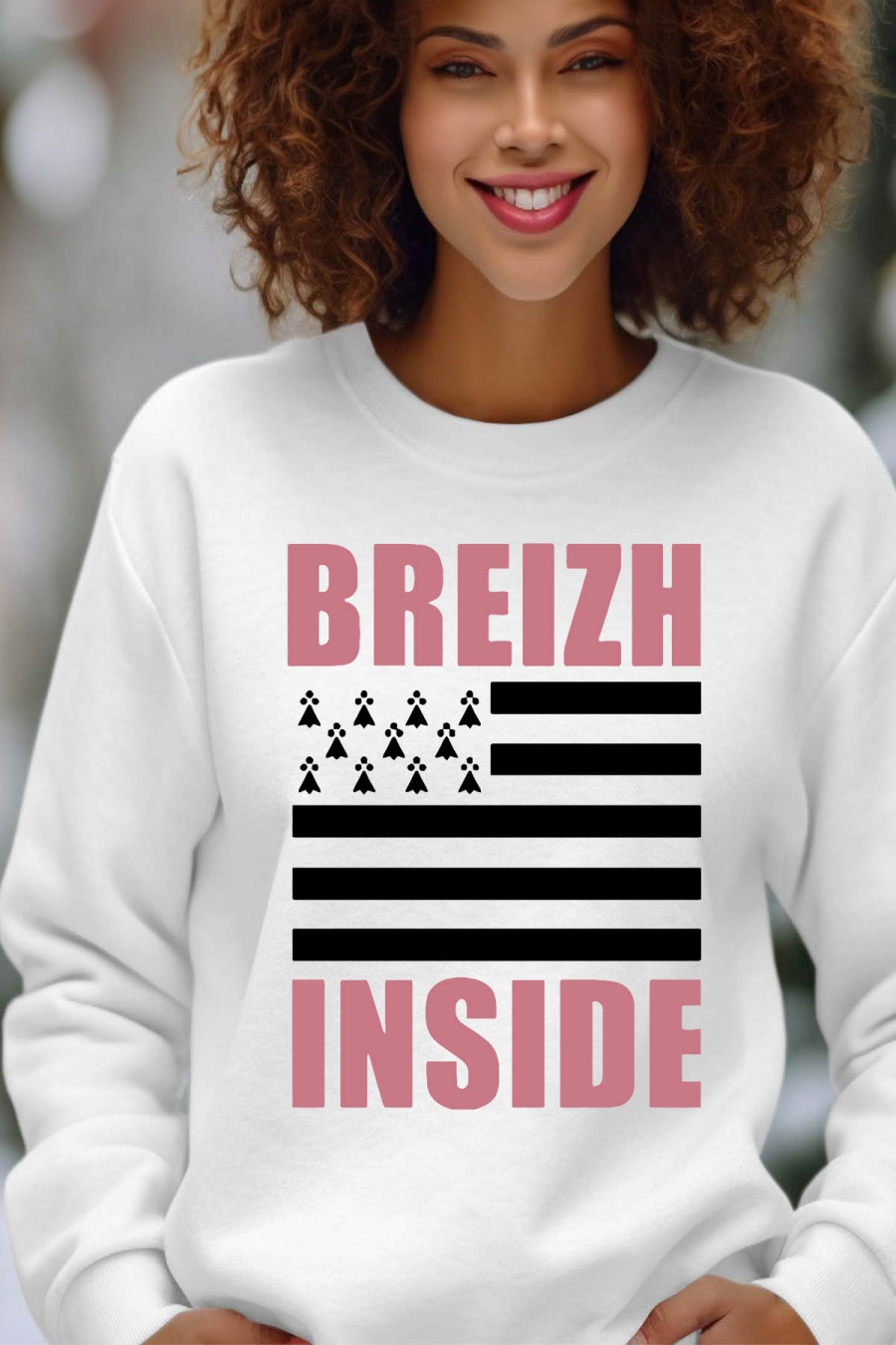 Sweats Femme Blanc Impression A La Demande I.A.L.D BREIZH INSIDE GIRL - SWEAT COL ROND FEMME #c Efashion Paris