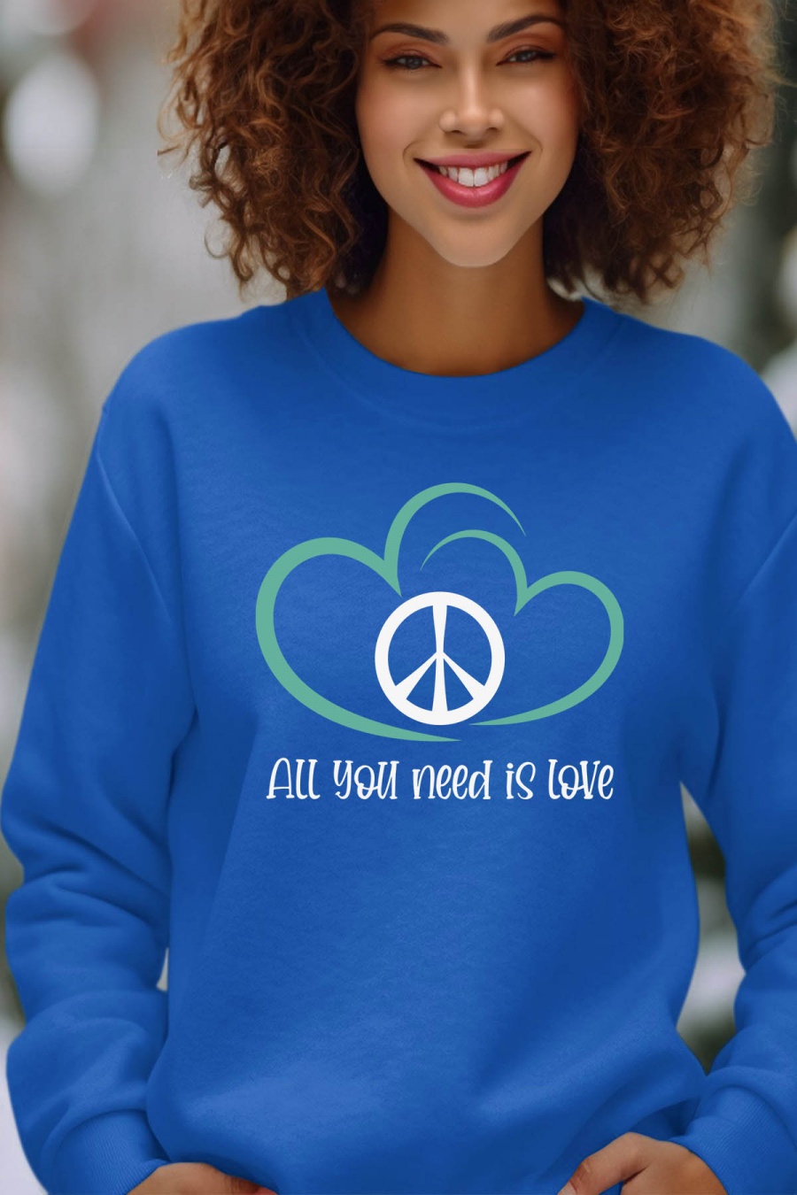 Sweats Femme Bleu roi Impression A La Demande I.A.L.D CLOUD PEACE L - SWEAT COL ROND FEMME #c Efashion Paris