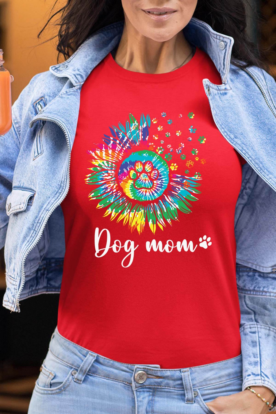 T-shirts Femme Rouge Impression A La Demande I.A.L.D DOG PAW MOM - TSHIRT FEMME #c Efashion Paris