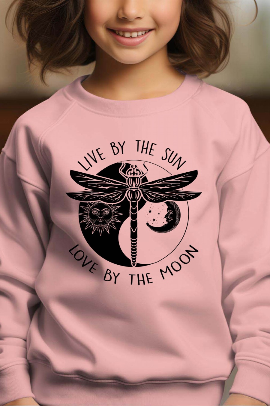 Hauts Enfant & Bébé  Rose Impression A La Demande I.A.L.D DRAGONFLY LOVE - SWEAT COL ROND FILLE #c Efashion Paris