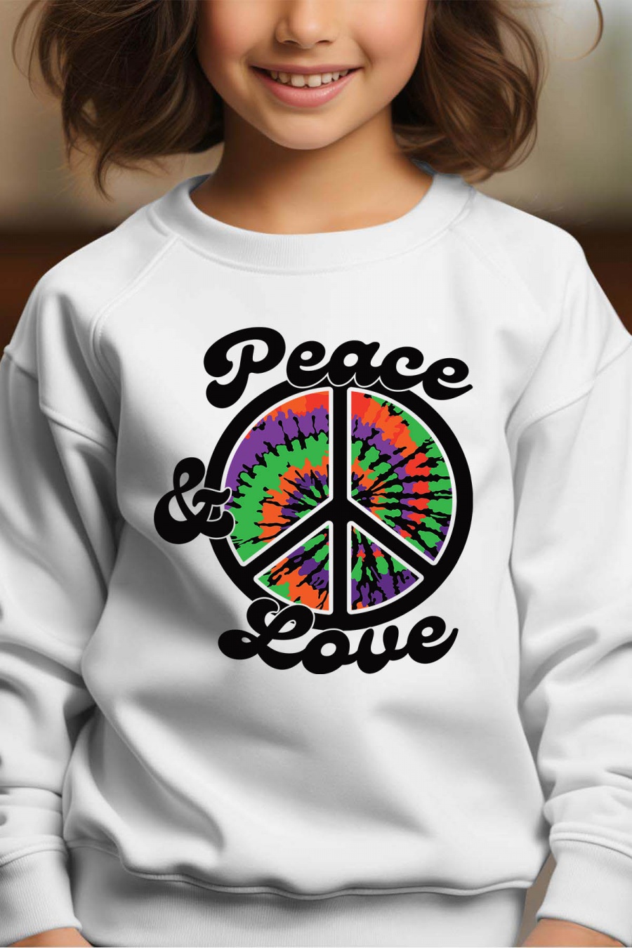 Camisetas Niño y bébé  White Impression A La Demande I.A.L.D PEACE LOVE HIPPIE - SWEAT COL ROND FILLE #c Efashion Paris
