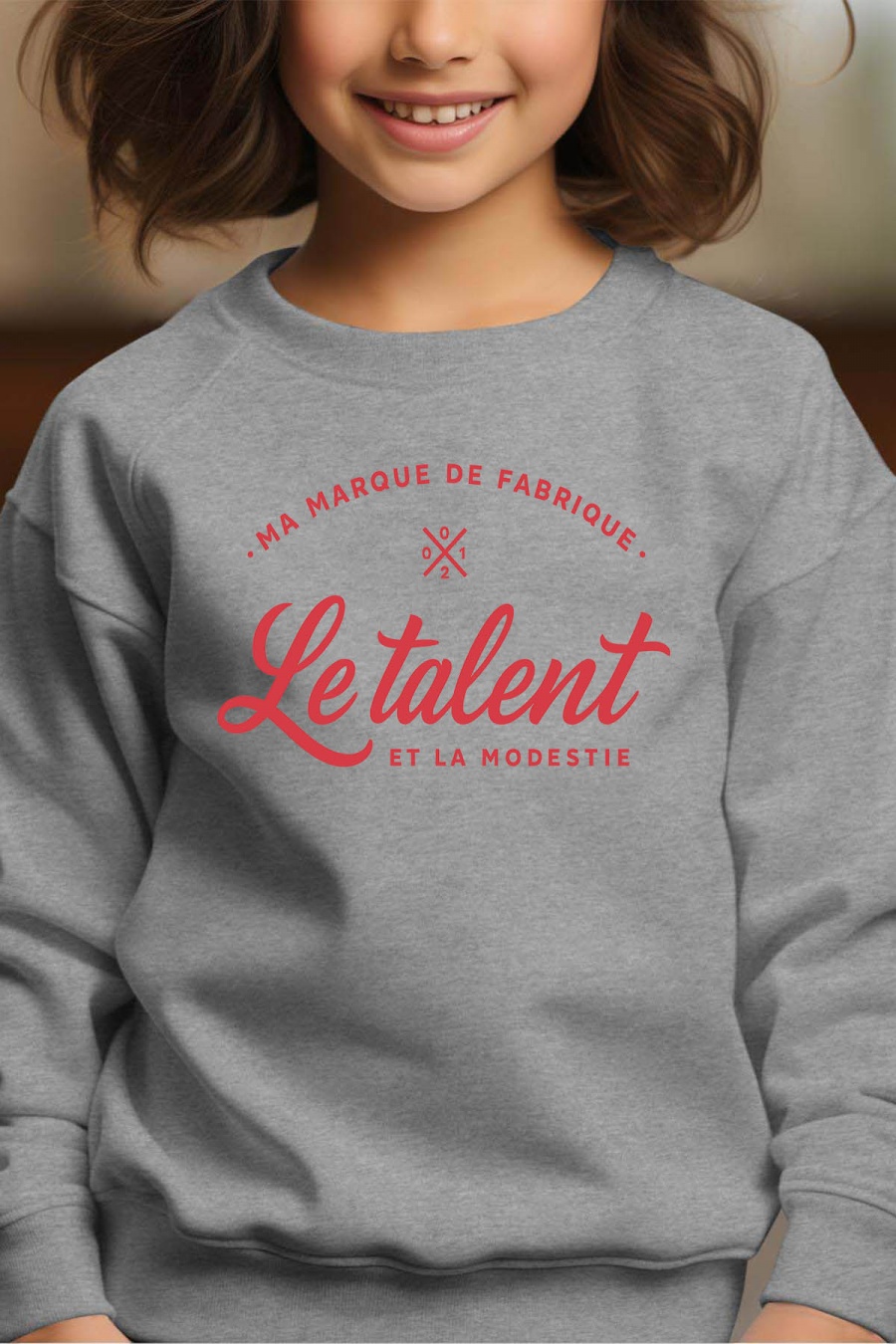 Hauts Enfant & Bébé  Gris Impression A La Demande I.A.L.D LE TALENT MARQUE - SWEAT COL ROND FILLE #c Efashion Paris