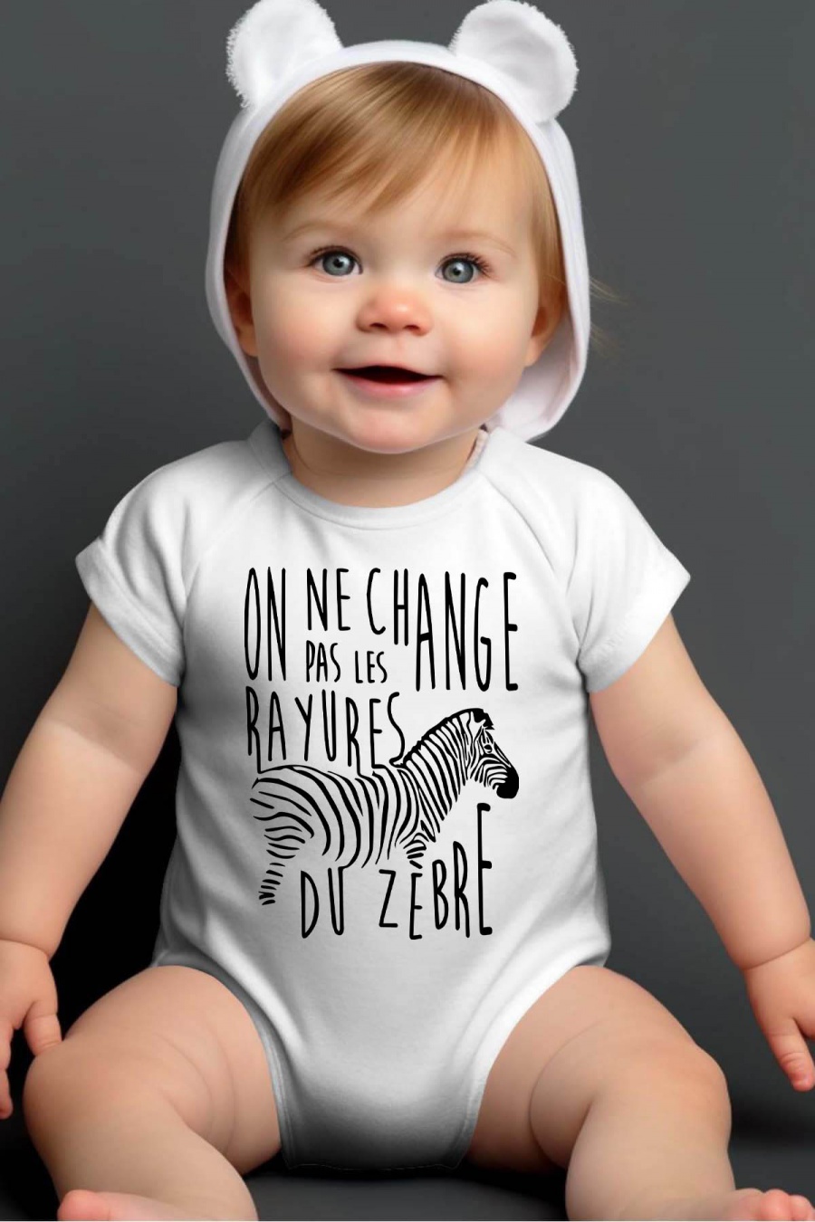 Ensembles & Bodies Enfant & Bébé  Blanc Impression A La Demande I.A.L.D RAYURES ZEBRE - BODY BÉBÉ #c Efashion Paris