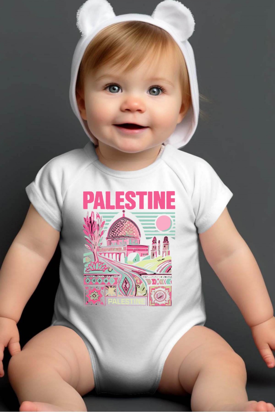 Ensembles & Bodies Enfant & Bébé  Blanc Impression A La Demande I.A.L.D PALESTINE NEON - BODY BÉBÉ #c Efashion Paris