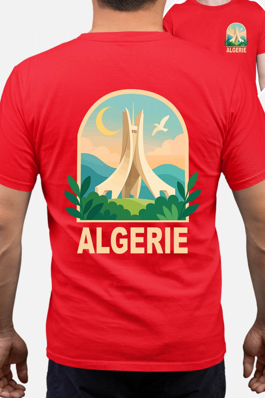 T-shirts Homme Rouge Impression A La Demande I.A.L.D ALGERIE POPVOYAGE REFAIT - TSHIRT HOMME #c Efashion Paris