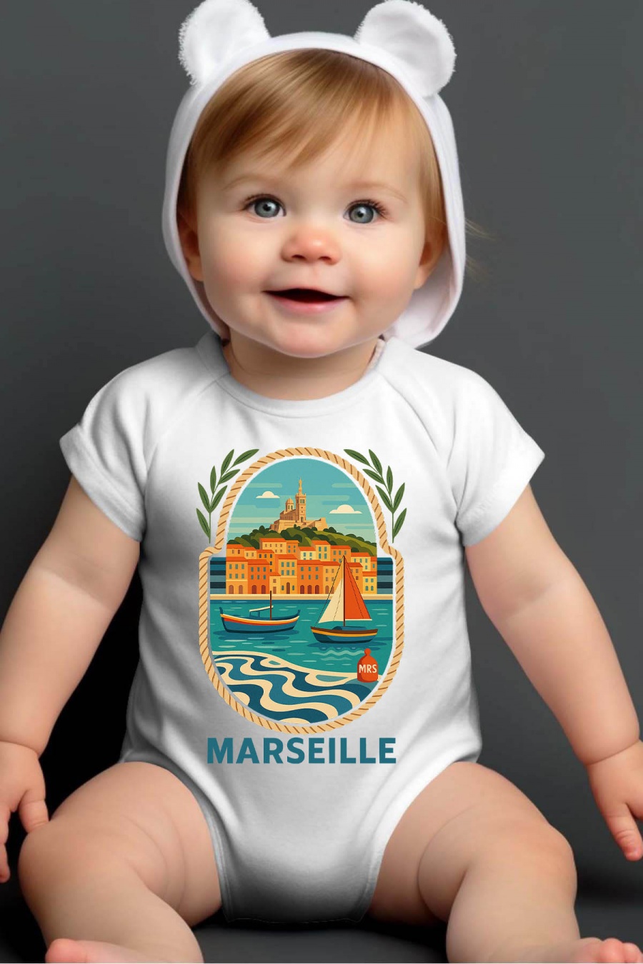 Ensembles & Bodies Enfant & Bébé  Blanc Impression A La Demande I.A.L.D MARSEILLE POPVOYAGE - BODY BÉBÉ #c Efashion Paris