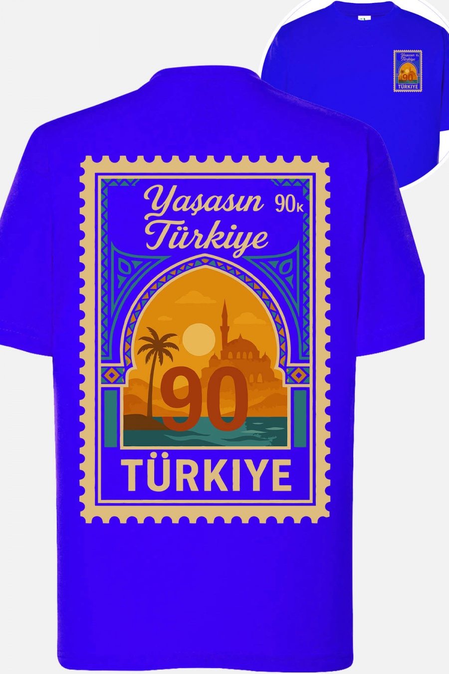 Hauts Enfant & Bébé  Bleu roi Impression A La Demande I.A.L.D TURQUIE TIMBRE - TSHIRT FILLE #c Efashion Paris
