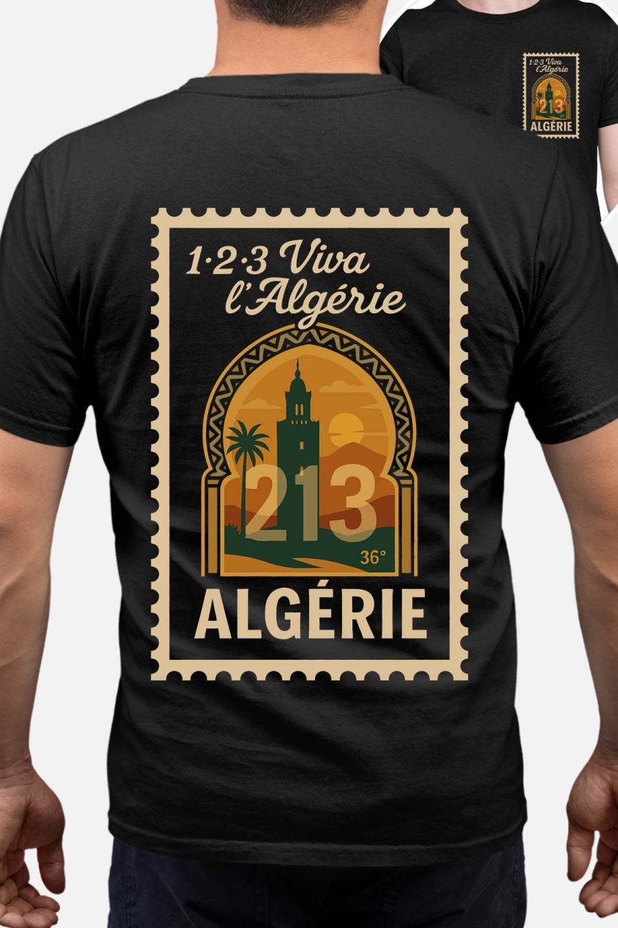 T-shirts Homme Noir Impression A La Demande I.A.L.D ALGERIE STYLE 2 - TSHIRT HOMME #c Efashion Paris