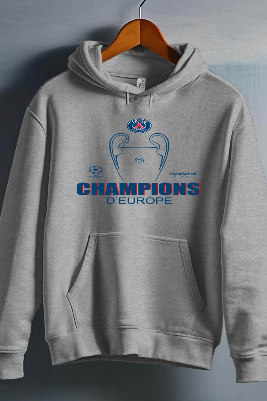 Jumpers Men Grey Impression A La Demande I.A.L.D PSG CHAMPION - SWEAT CAPUCHE HOMME #c Efashion Paris