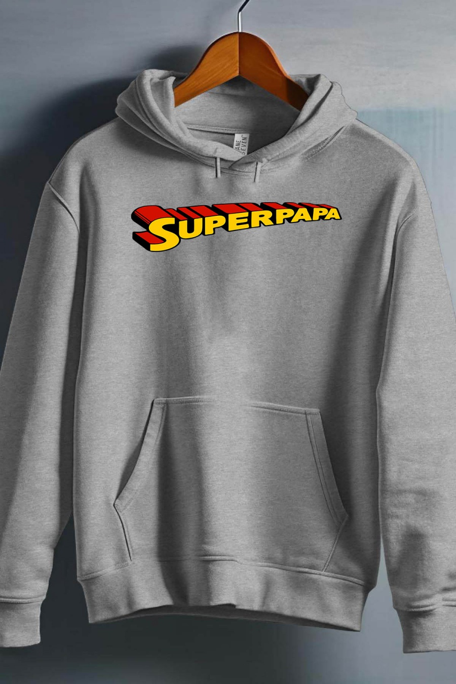 Pulls Homme Gris Impression A La Demande I.A.L.D SUPER PAPA TXT - SWEAT CAPUCHE HOMME #c Efashion Paris