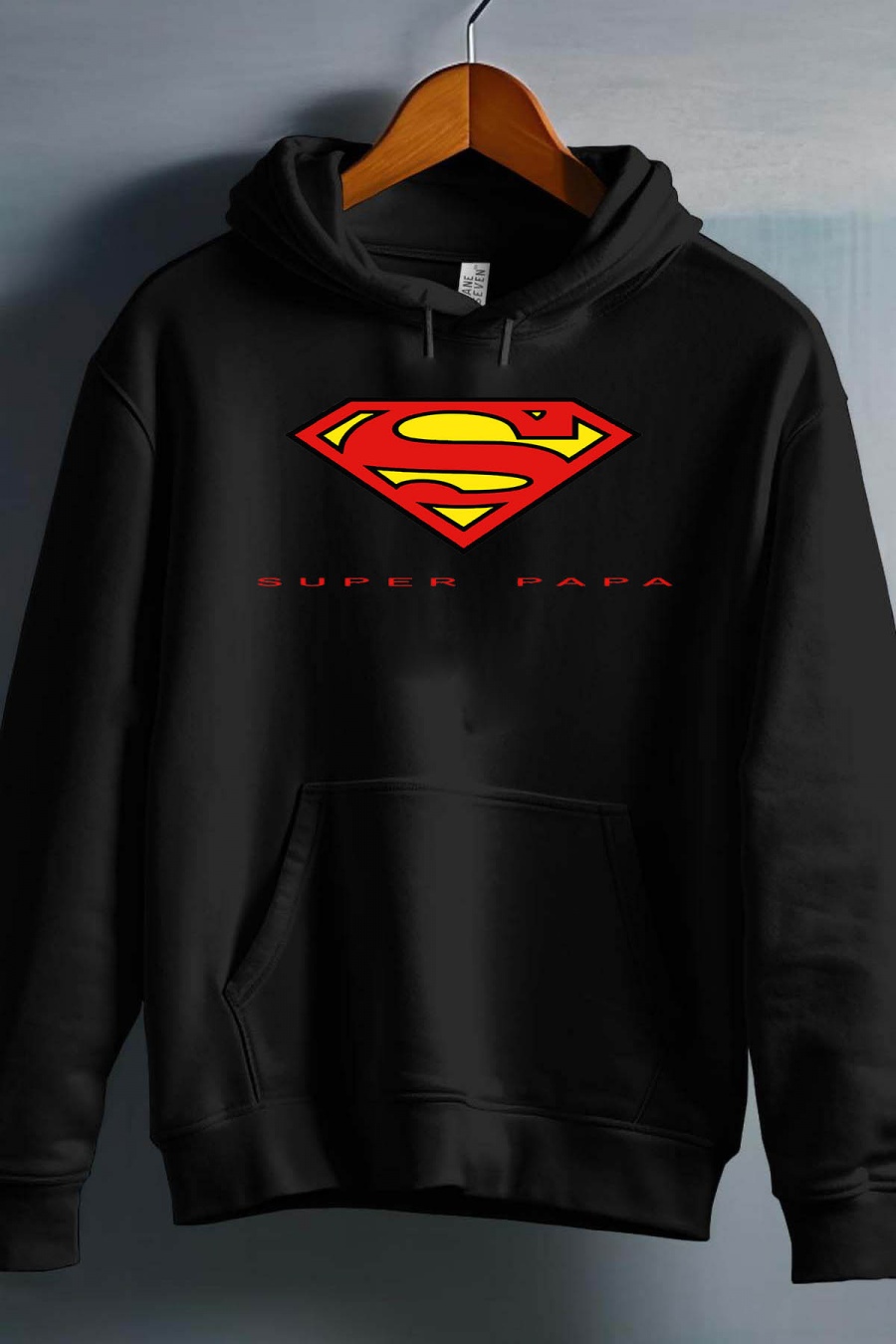 Pulls Homme Noir Impression A La Demande I.A.L.D SUPERMAN PAPA - SWEAT CAPUCHE HOMME #c Efashion Paris