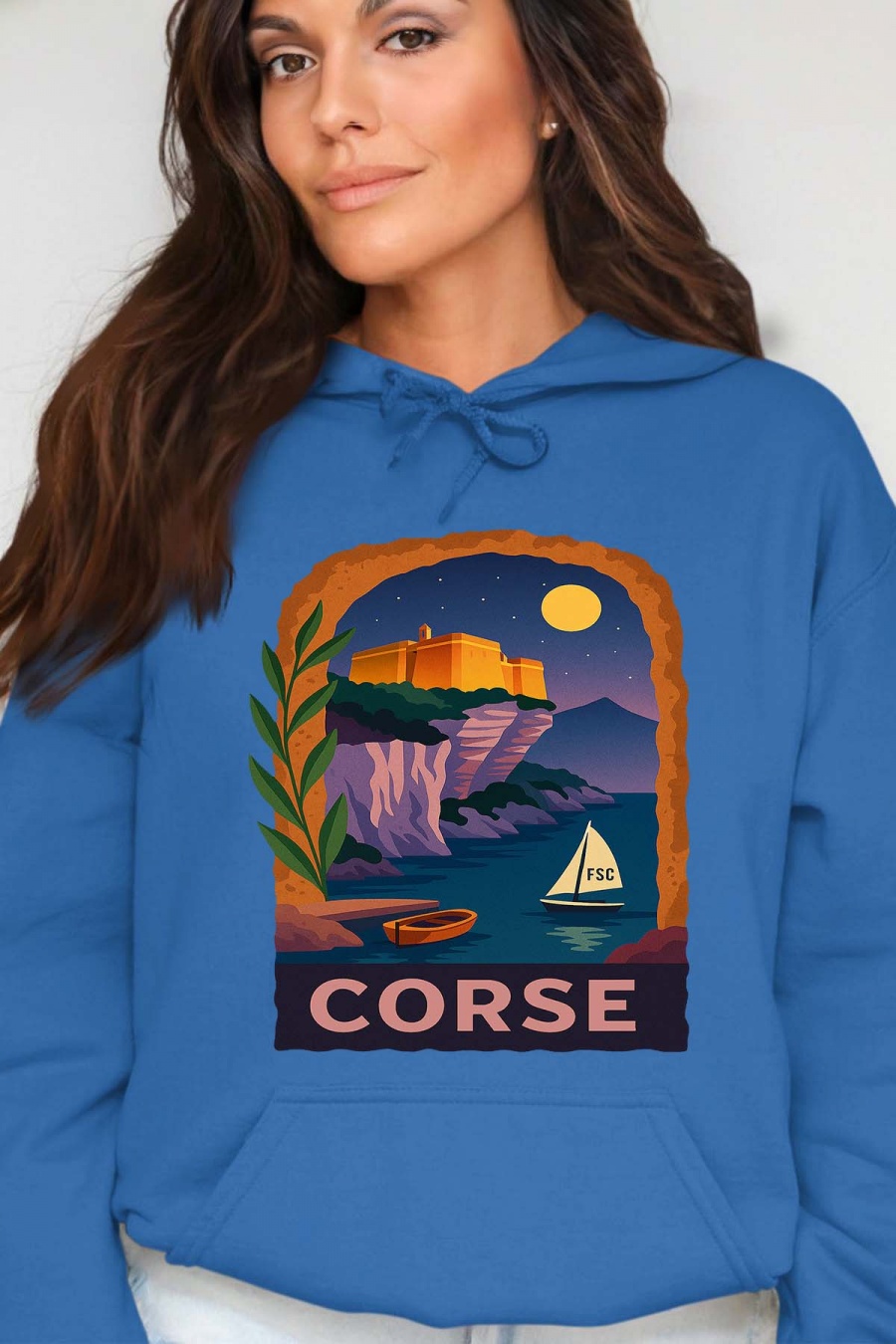 Sweats Femme Bleu roi Impression A La Demande I.A.L.D CORSE POPVOYAGE - SWEAT CAPUCHE FEMME #c Efashion Paris