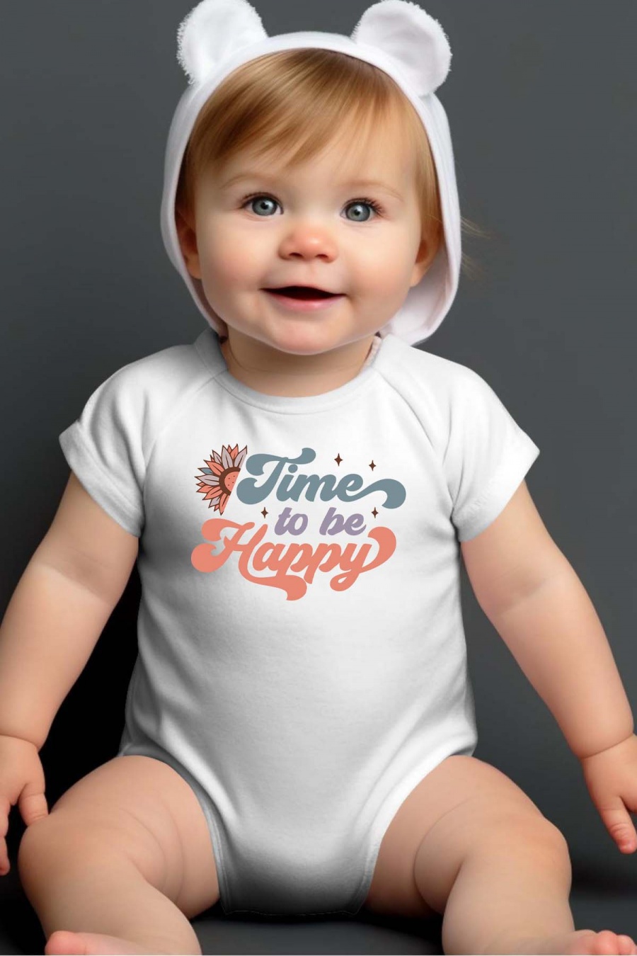 Ensembles & Bodies Enfant & Bébé  Blanc Impression A La Demande I.A.L.D TIME TO HAPPY - BODY BÉBÉ #c Efashion Paris