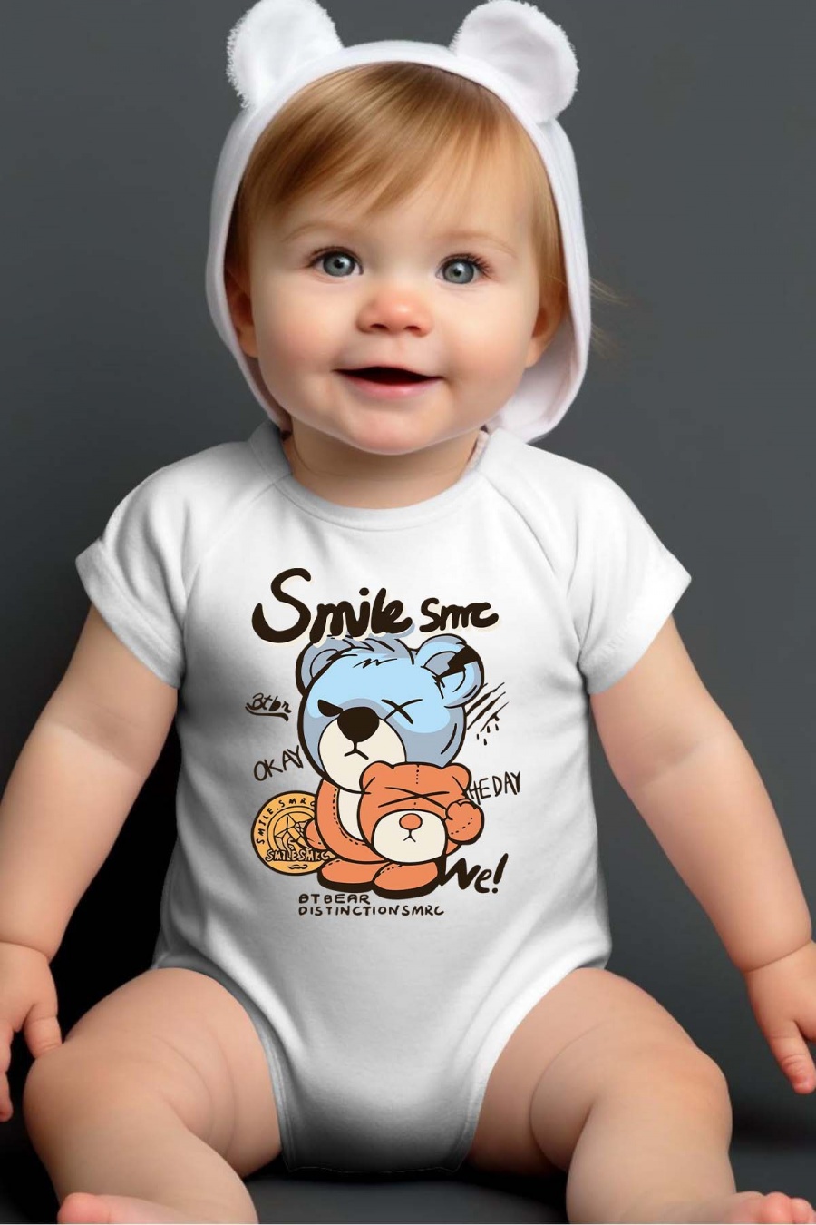 Ensembles & Bodies Enfant & Bébé  Blanc Impression A La Demande I.A.L.D SMILE OK - BODY BÉBÉ #c Efashion Paris