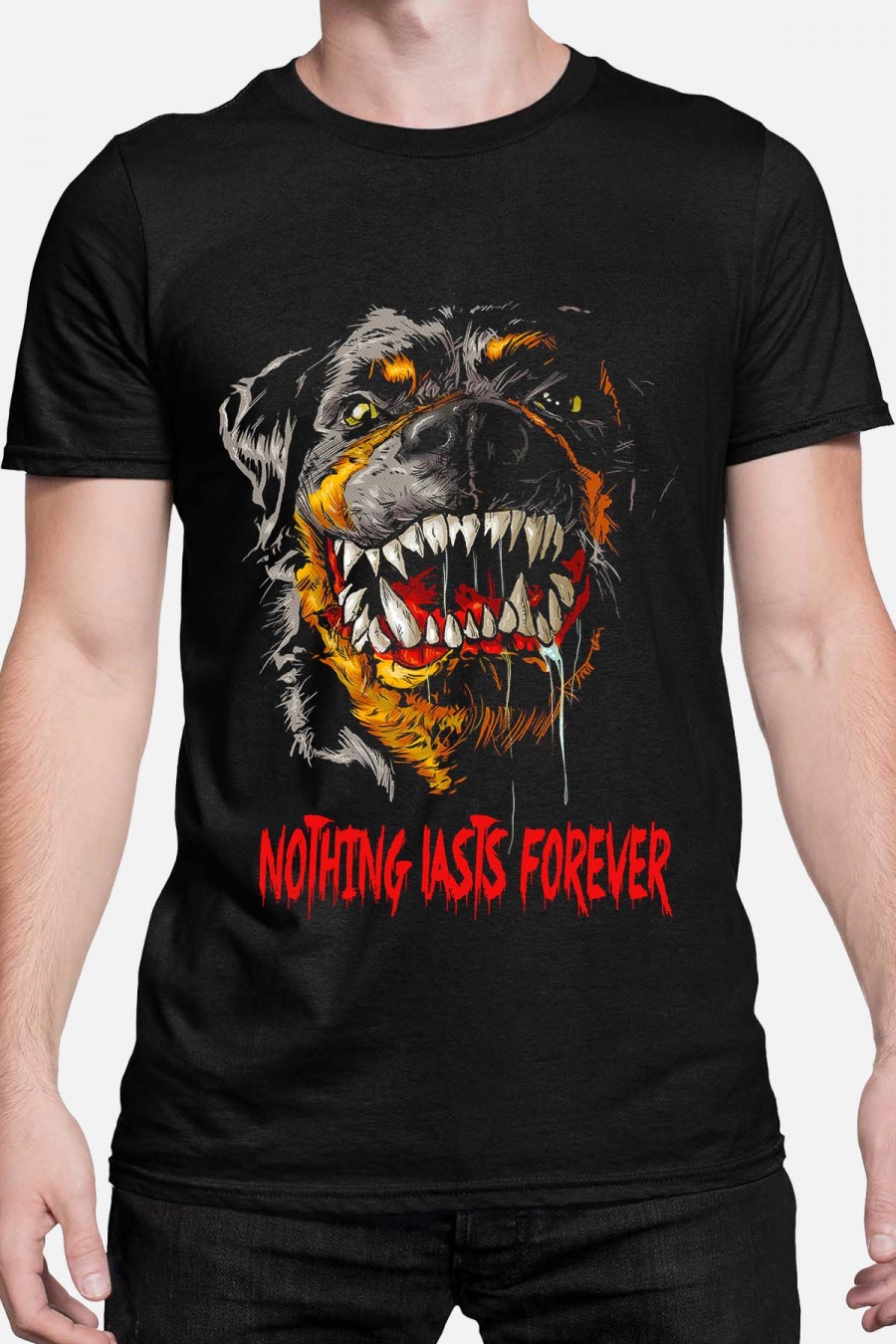 T-shirts Homme Noir Impression A La Demande I.A.L.D NOTHING ROTTWEILER - TSHIRT HOMME #c Efashion Paris