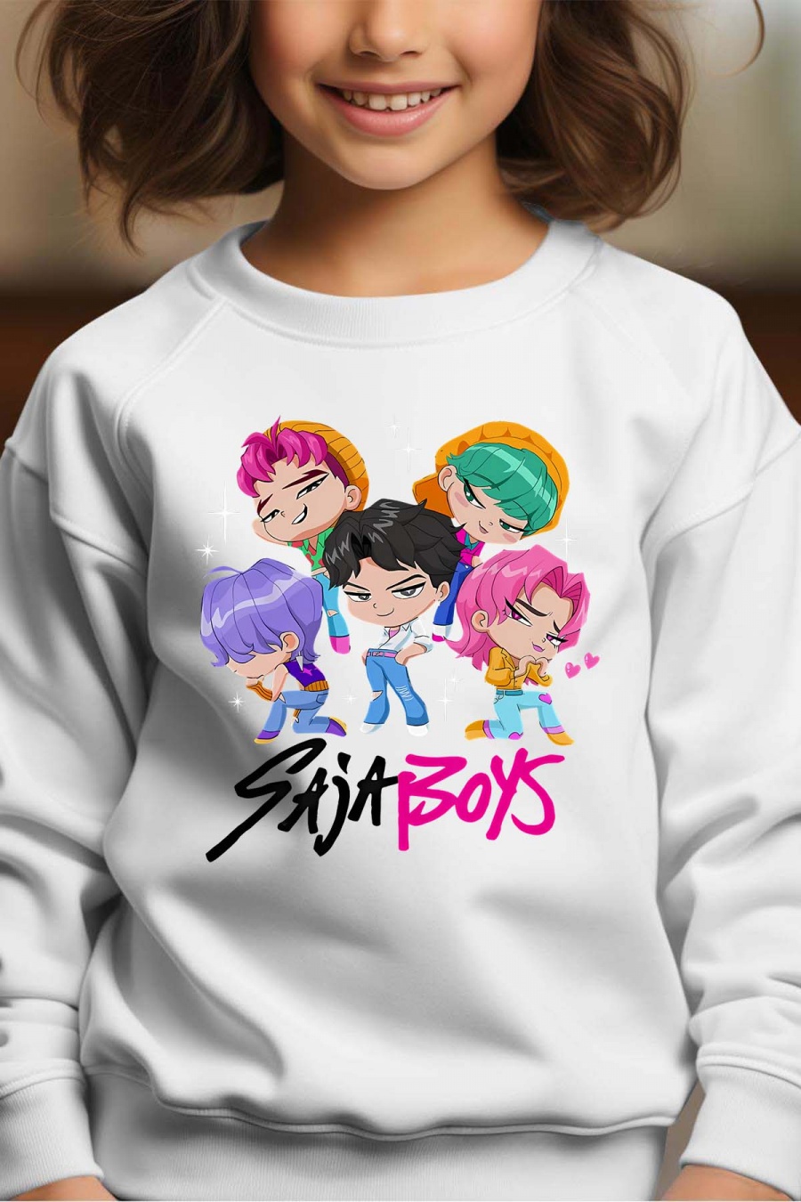 Tops Kid & Babies White Impression A La Demande I.A.L.D MINI SAJA BOYS - SWEAT COL ROND FILLE #c Efashion Paris