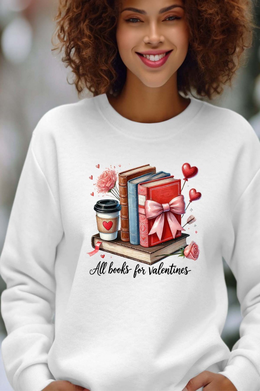 Sweats Femme Rose Impression A La Demande I.A.L.D BOOKS FOR VALENTINES - SWEAT COL ROND FEMME #c Efashion Paris
