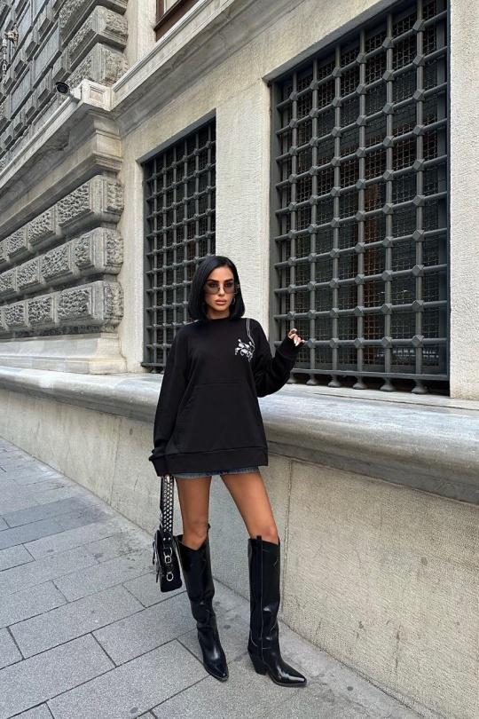 Sweats Femme Noir FENOMEN SSW8050-08 Efashion Paris