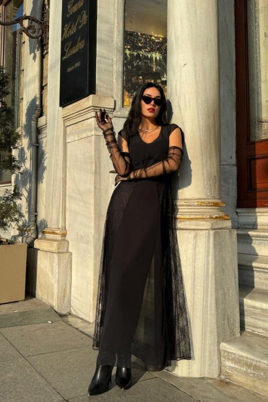 Robes longues Femme Noir FENOMEN SEL2704-08 Efashion Paris