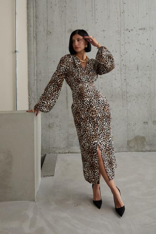 Vestidos a media pierna Mujer Brown FENOMEN FEL-8332-LEOP Efashion Paris