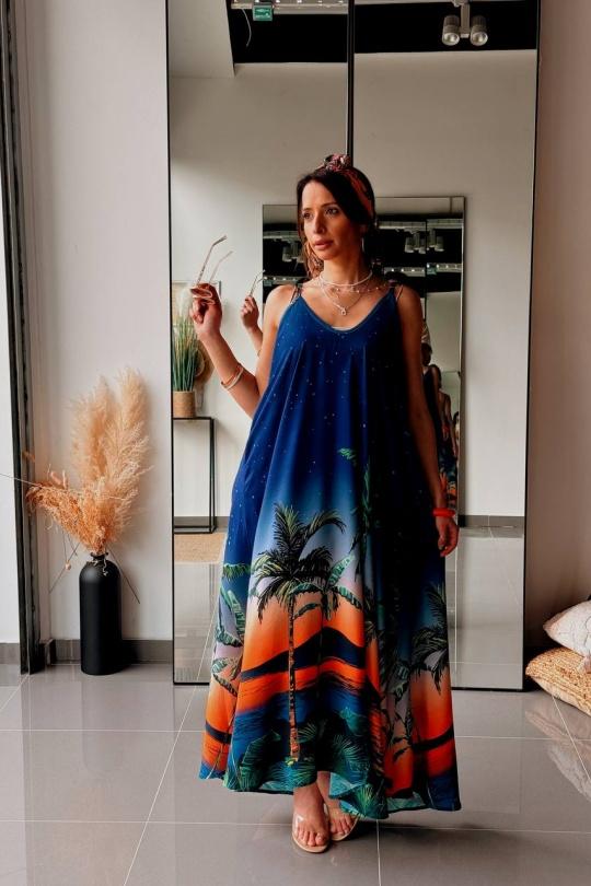 Robes longues Femme Bleu FENOMEN AEL044-233-BLU Efashion Paris