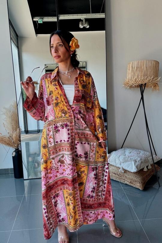 Robes longues Femme Rose FENOMEN ATN001-RSFLRS Efashion Paris