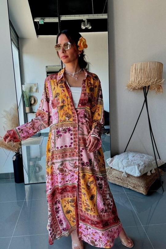 Robes longues Femme Rose FENOMEN ATN001-RSFLRS Efashion Paris