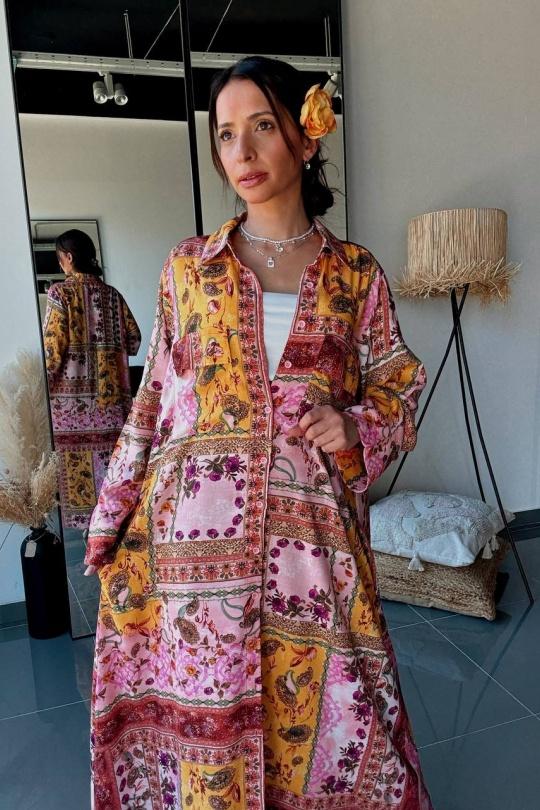 Robes longues Femme Rose FENOMEN ATN001-RSFLRS Efashion Paris