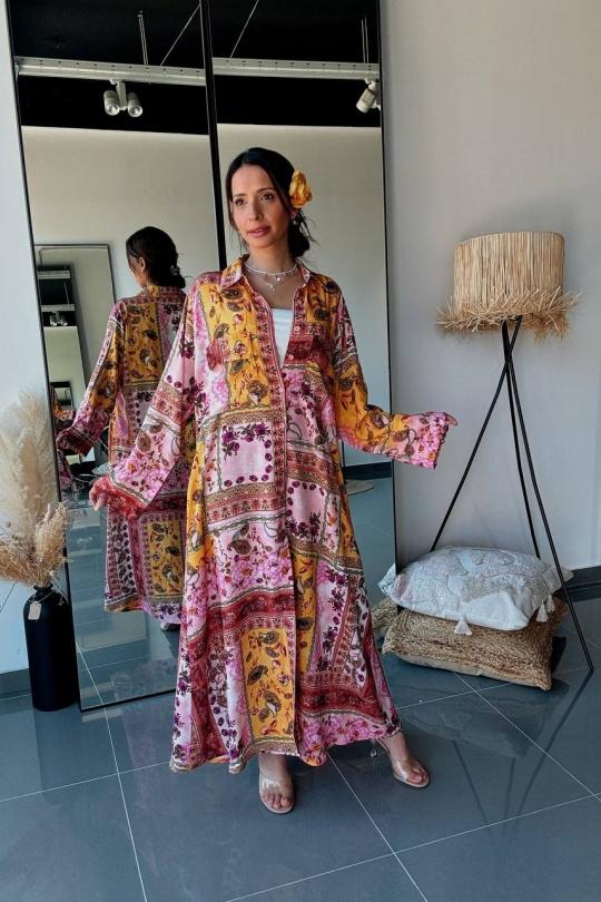 Robes longues Femme Rose FENOMEN ATN001-RSFLRS Efashion Paris