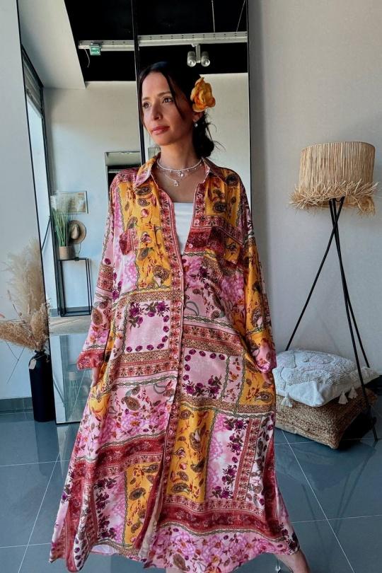 Robes longues Femme Rose FENOMEN ATN001-RSFLRS Efashion Paris