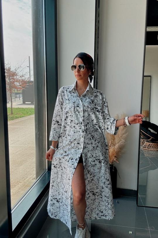 Robes longues Femme Noir blanc FENOMEN AGL004-000-BL Efashion Paris