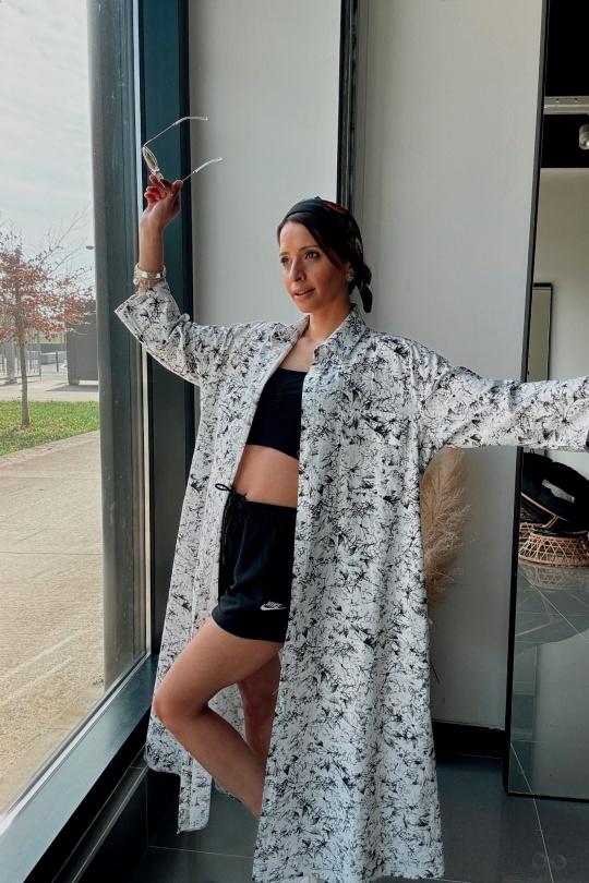 Robes longues Femme Noir blanc FENOMEN AGL004-000-BL Efashion Paris