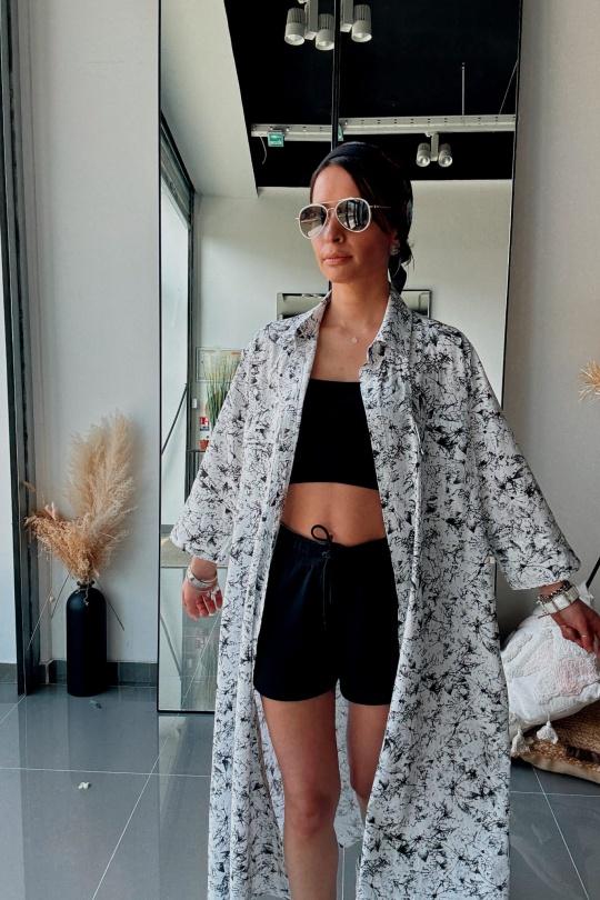 Robes longues Femme Noir blanc FENOMEN AGL004-000-BL Efashion Paris