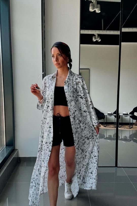 Robes longues Femme Noir blanc FENOMEN AGL004-000-BL Efashion Paris